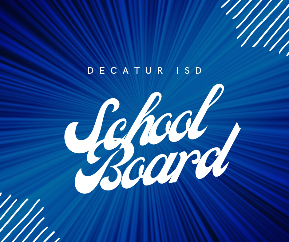 decatur isd school board on blue background