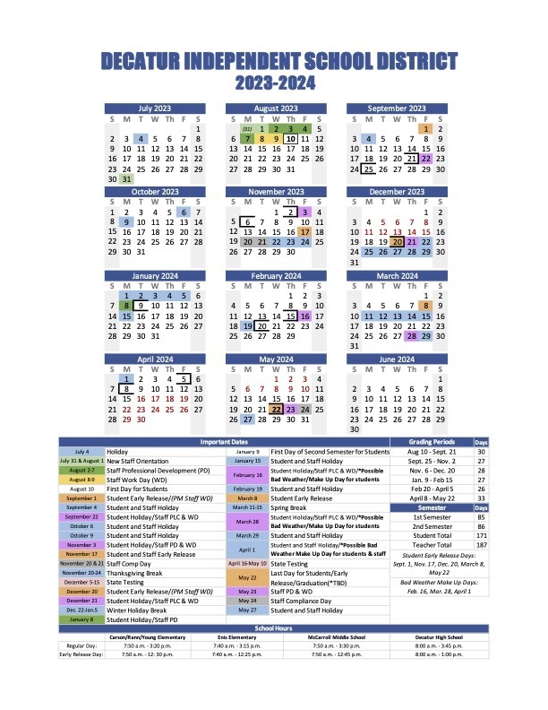 calendar, see pdf link