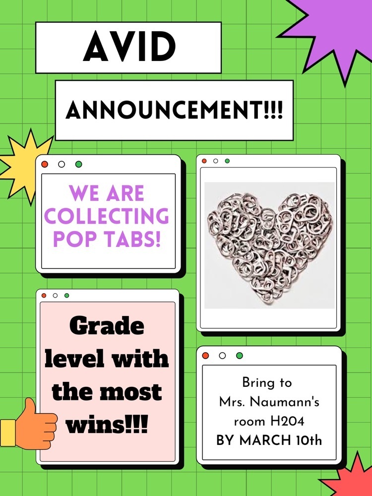 AvID is collecting pop tabs flyer