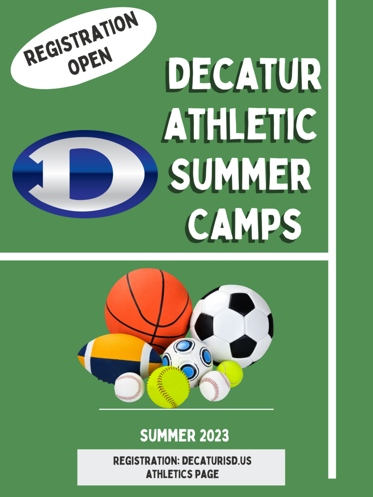 disd athletic summer camp registration open, summer 2023, decaturisd.us, athletics page