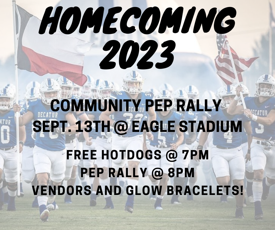 FOOTBALL TEAM RUNNING WITH PEP RALLY INFO INCLUDED IN POSTED MESSAGE